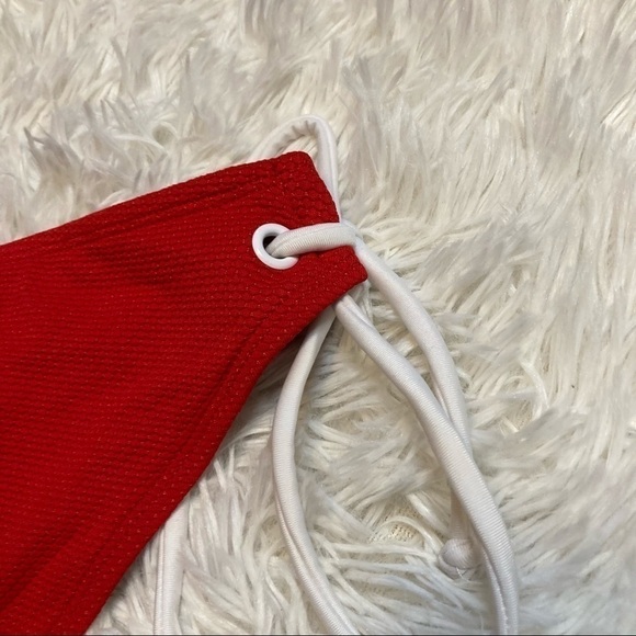 Cacique Red Textured String Bikini Bottom - Picture 5 of 8